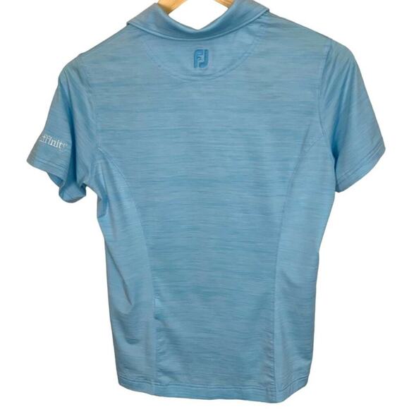 FootJoy Light Blue & White Heather 4 Button with Collar Ladies SS Golf P… - Picture 2 of 7